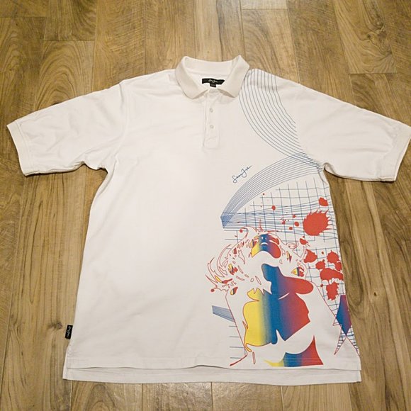 Vintage Sean John Polo Shirt XXL  Mens Splatter Graffiti Graphic y2k Streetwear - Picture 1 of 7